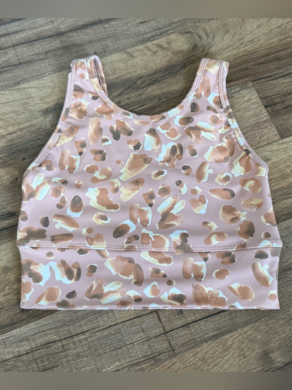 Strut This Prescott Longline Sports Bra Sand Stone Leopard Animal Print NWOT S